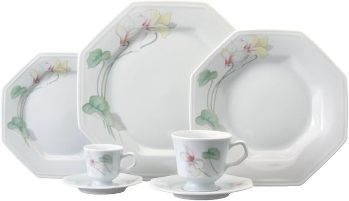 Serviço de Jantar Chá Café 42 peças em Porcelana. Modelo Octogonal Prisma. Decoração Encant... | Amazon (BR)