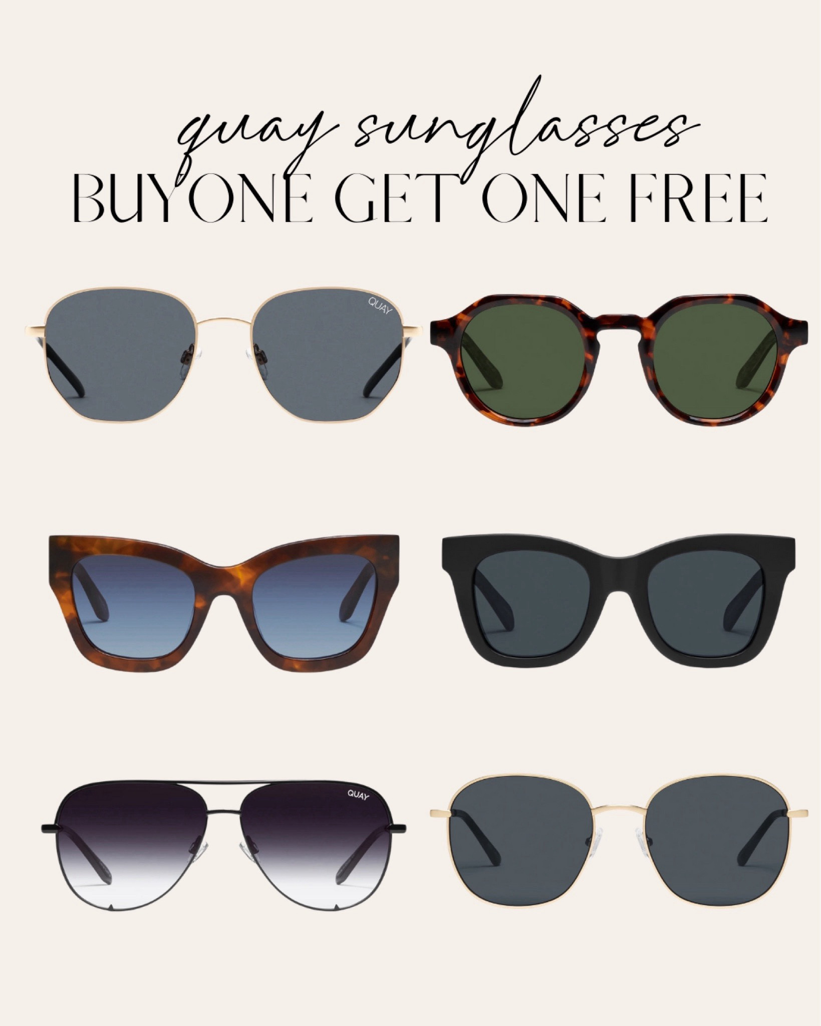 quay sunglasses BOGO FREE 🫶🏻

sunglasses, summer sunglasses, vacation finds 

#LTKSaleAlert #LTKStyleTip #LTKSeasonal