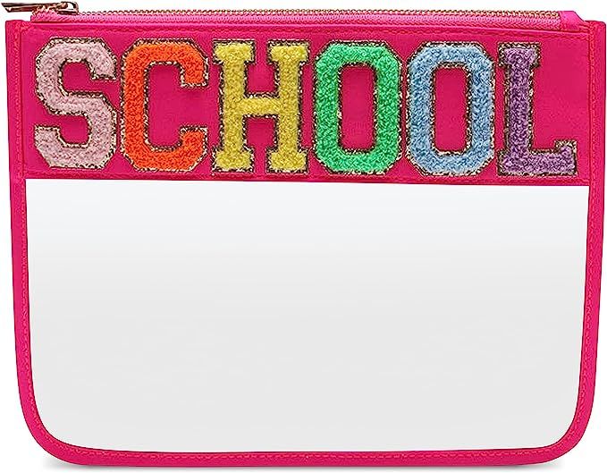 Sage Nation Chenille Letter School Pencil Case - PVC and Nylon Preppy Pouch For Travel and Organi... | Amazon (US)