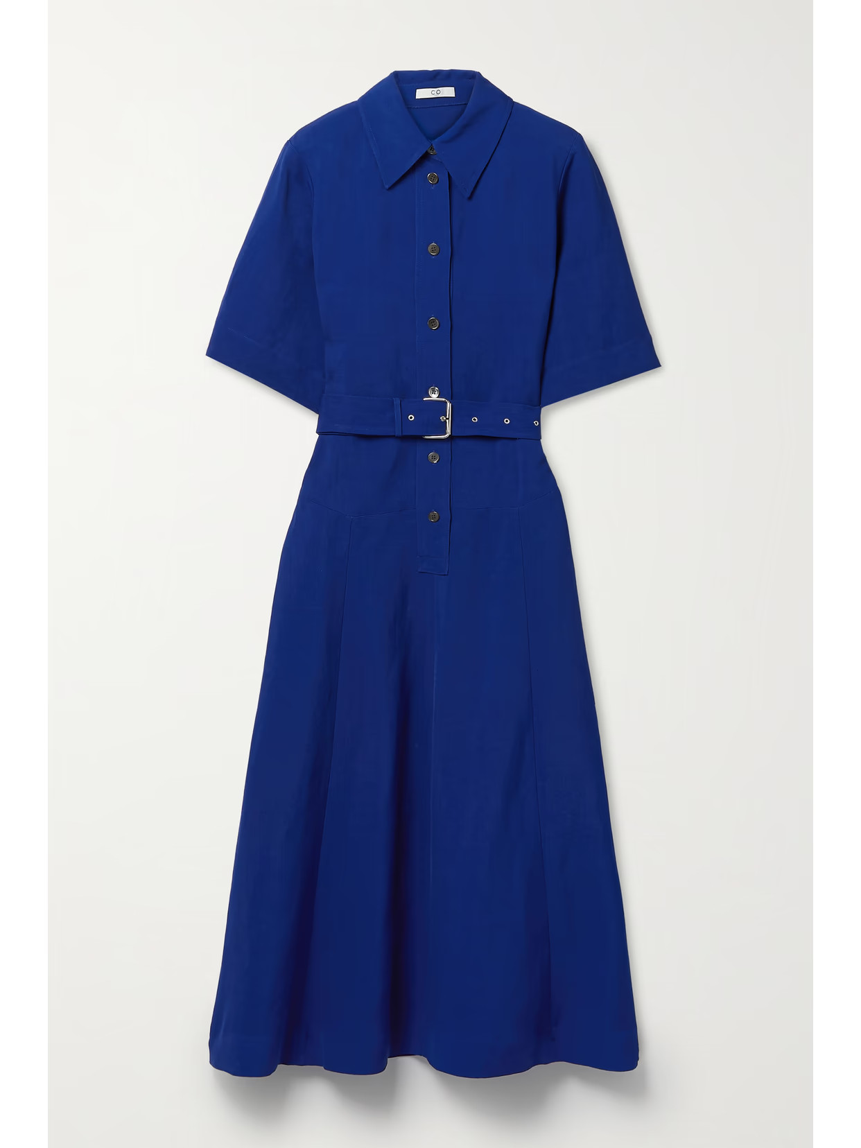 CO - Belted Woven Midi Shirt Dress - Blue | NET-A-PORTER (US)