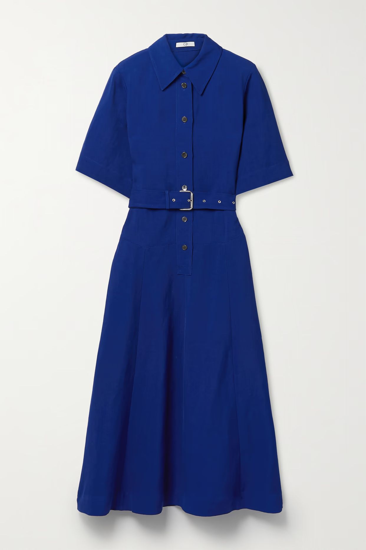 CO - Belted Woven Midi Shirt Dress - Blue | NET-A-PORTER (US)