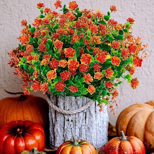 Artificial Flowers Outdoor Plastic Plants - 12 Bundles Outside Face Mums Fake Greenery UV Resista... | Amazon (US)