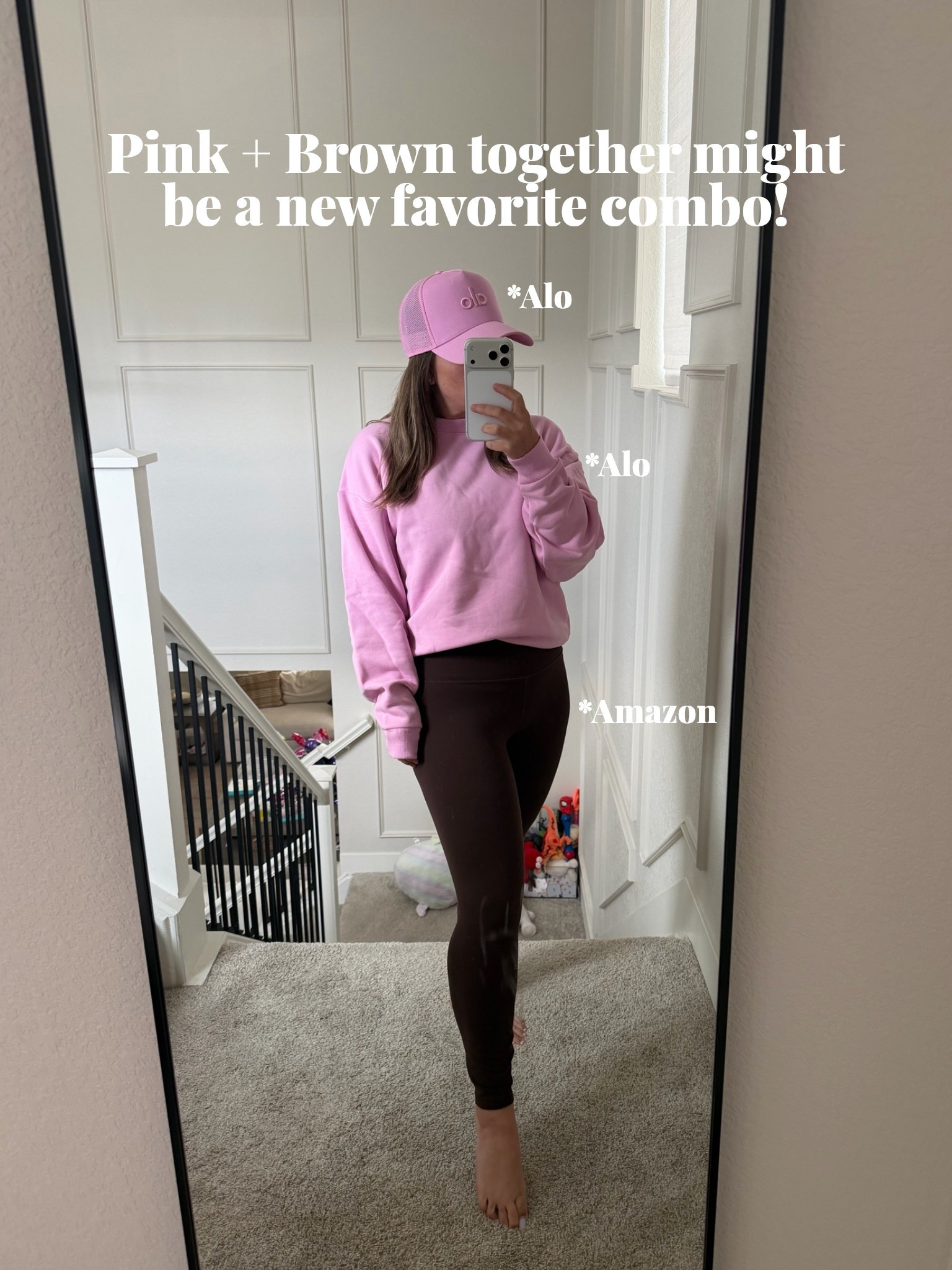 Pink and brown together is cuter than I thought! Forever a sweatshirt and leggings girl especially in solid colors so I can mix and match! #sweatshirt #casual #comfy #momoutfit #momootd #momlife #ootd #alo #athleisure #weekend #sportsmom

#LTKootd #LTKmomlife #LTKActive