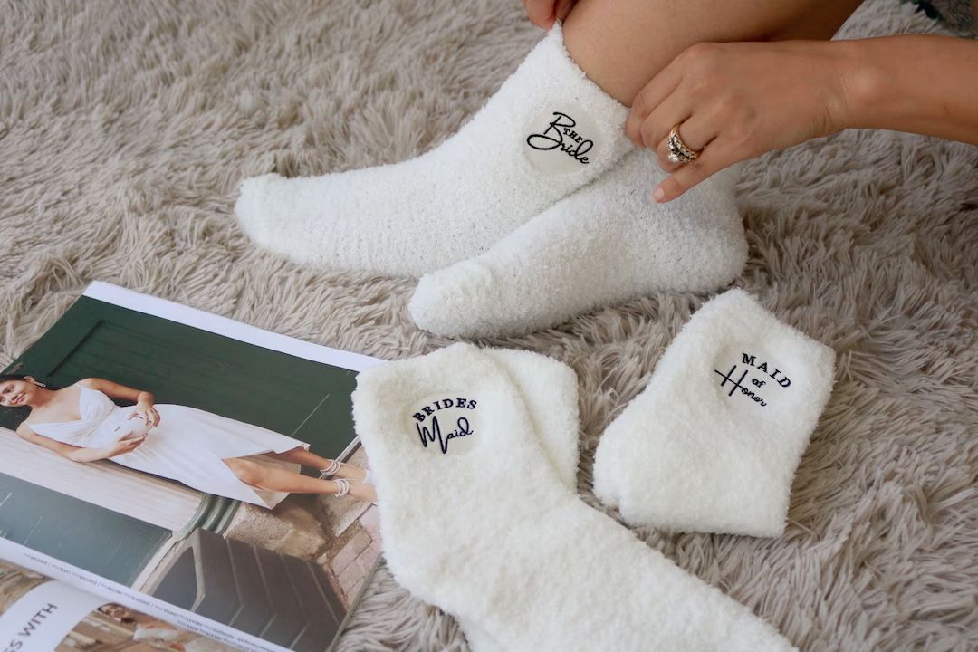 Fuzzy Bridal Party Socks | Bridesmaid Proposal | Wedding Party Socks | Bridesmaid Gifts | Maid of... | Etsy (US)