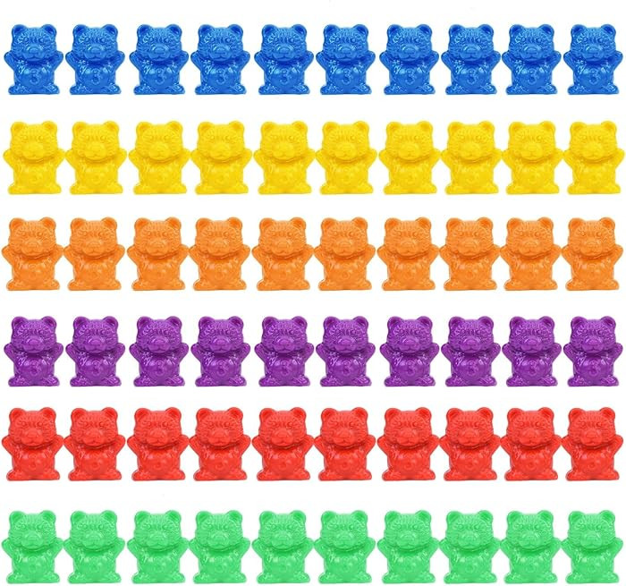 Timoo Colored Counting Bears, 60 PCS Color Sorting Bears (Green & Purple & Blue & Orange & Red & ... | Amazon (US)