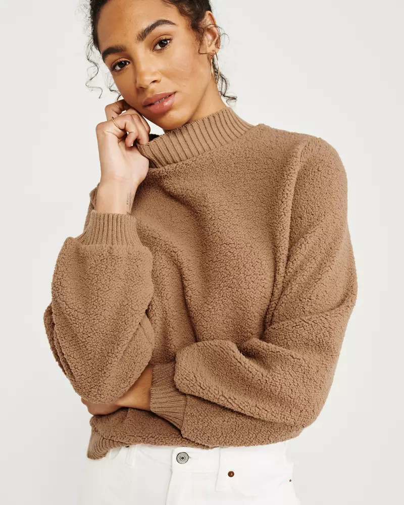 Sherpa Mock Neck Sweatshirt | Abercrombie & Fitch US & UK