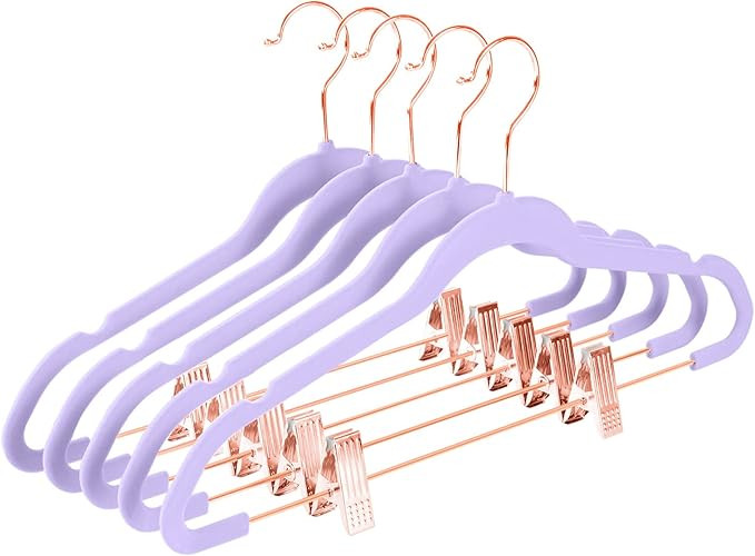 MIZGI Premium Velvet Pants Hangers with Clips (Pack of 20) Slim Skirt Hangers- Non Slip Felt Outf... | Amazon (US)