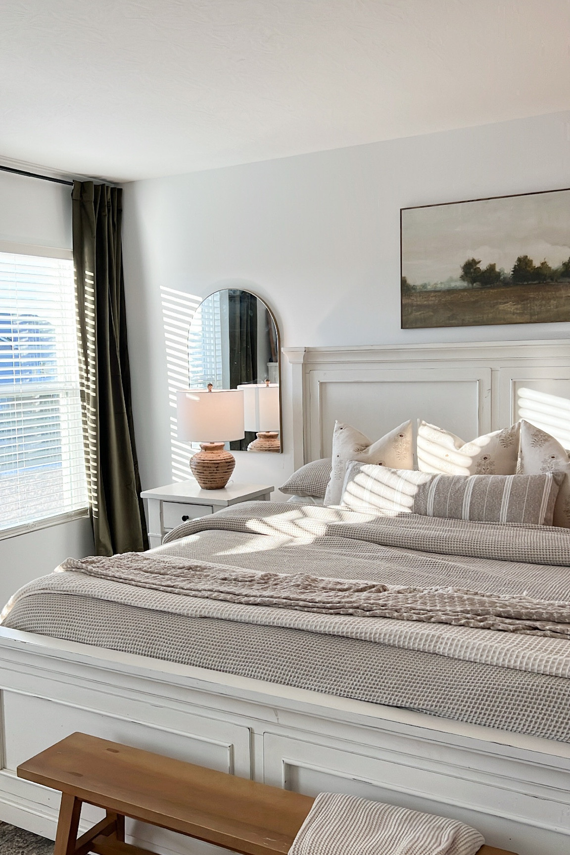 Shop my room ✨ 
Velvet curtains, table lamps, bedding, arch mirrors 

#LTKFind #LTKhome