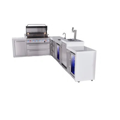 Mont Alpi Premium 6-burner 94"x161" L-shaped 805 Deluxe Stainless Steel Modular Outdoor Kitchen Island Bbq Grill + Beverage Center Refrigerator Faucet | Wayfair North America