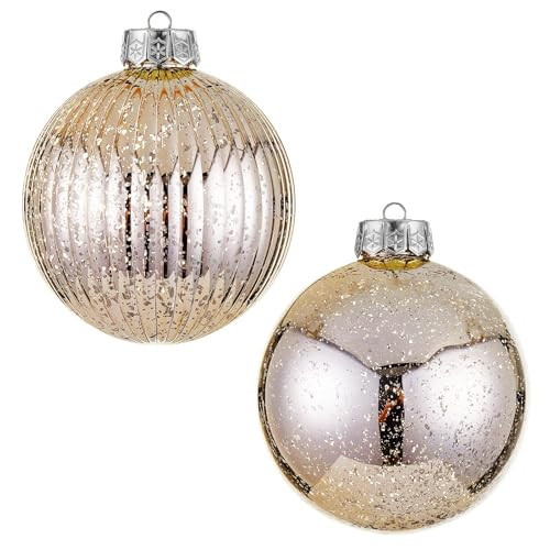 Large Christmas Ball Ornaments, Oversized Shatterproof Plastic Decorative Hanging Mercury Ornaments Ball for Xmas Holiday Party Decorations (Champagne, 6.0") | Amazon (US)