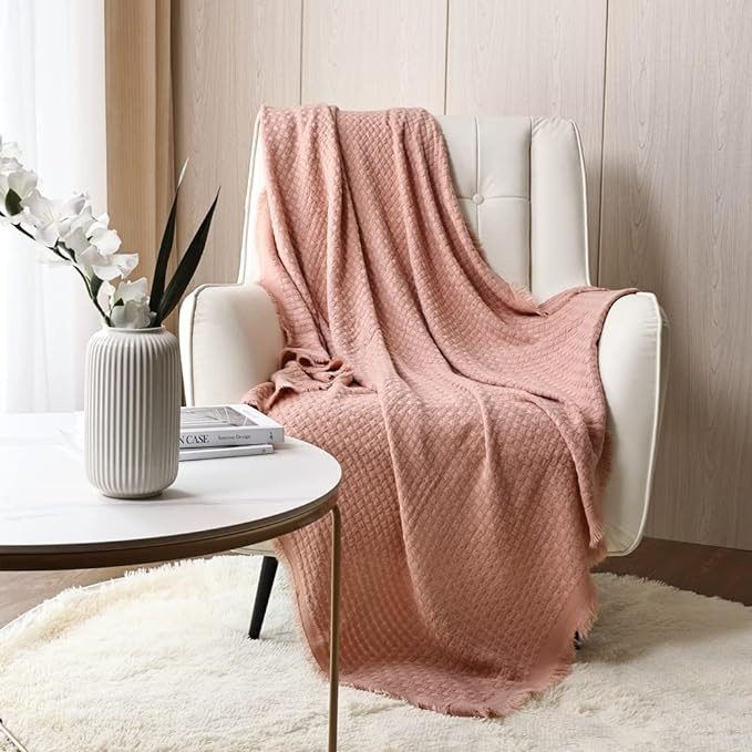 CREVENT Farmhouse Waffle Knit Throw Blanket for Couch Sofa Chair Bed Home Decoration, Soft Warm C... | Amazon (US)
