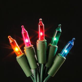 20 ft. 7.5 in. 100-Count Incandescent Multi Christmas Mini String Lights | The Home Depot