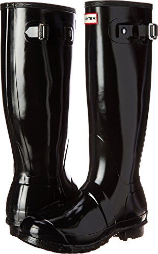 Hunter Women's Original Tall Gloss Rain Boot,Black Gloss,9 M | Amazon (US)