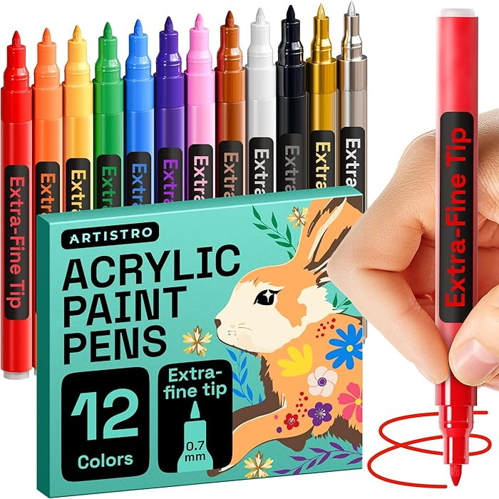 ARTISTRO 12 Acrylic Paint Pens, Fabric Markers for Textile, Rock, Glass, Wood, Paper, Ceramic, Ca... | Amazon (US)