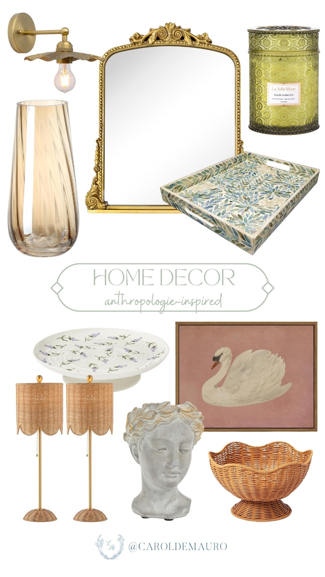 Here’s how to give your space a high-end feel: mix an ornate gold mirror with textured wicker, like that lamp set or scalloped basket. Just lean the swan painting up and light a candle to bring cozy, elevated vibes to any room.

amazon home, anthropologie inspo, home styling, entryway decor, spring refresh, vintage mirror, scented candles, affordable finds

#LTKHome #LTKU #LTKSeasonal