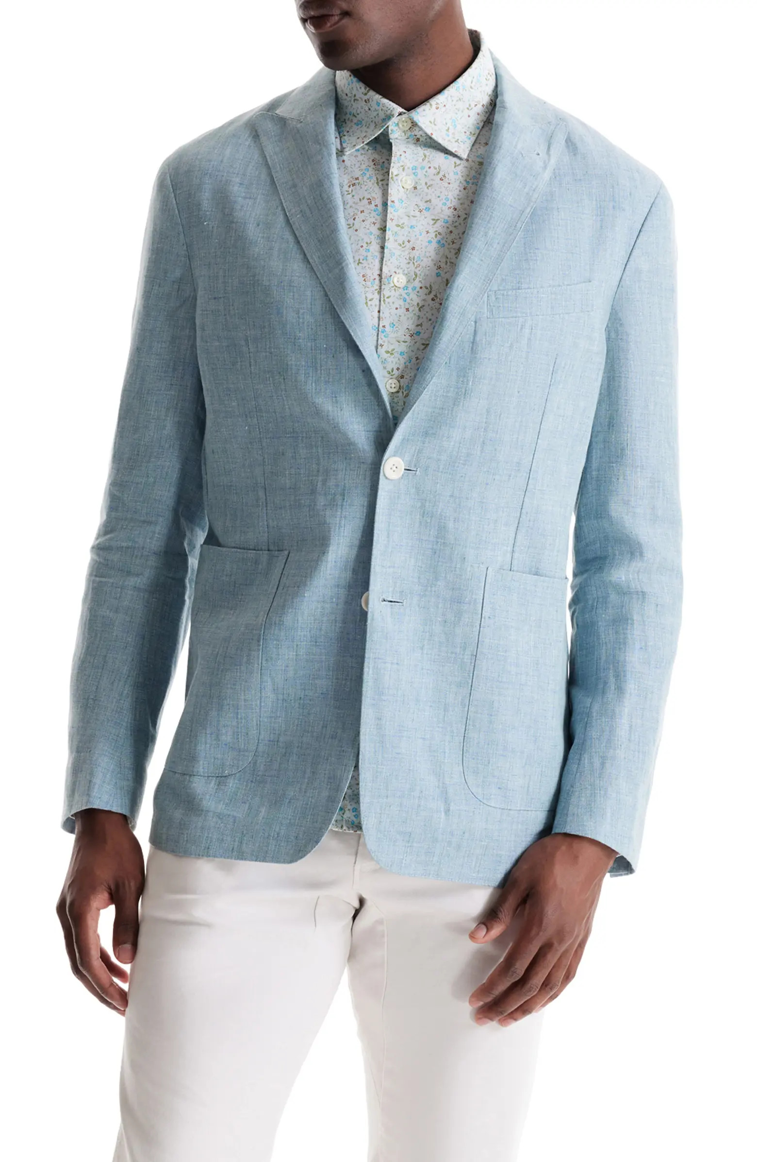 Soft Peaked Lapel Heathered Slub Linen Blazer | Nordstrom