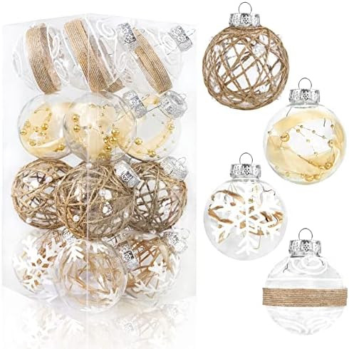 16PCS Christmas Ball Ornaments 70mm/2.76" Shatterproof Large Clear Glitter Plastic Farmhouse Rust... | Amazon (US)