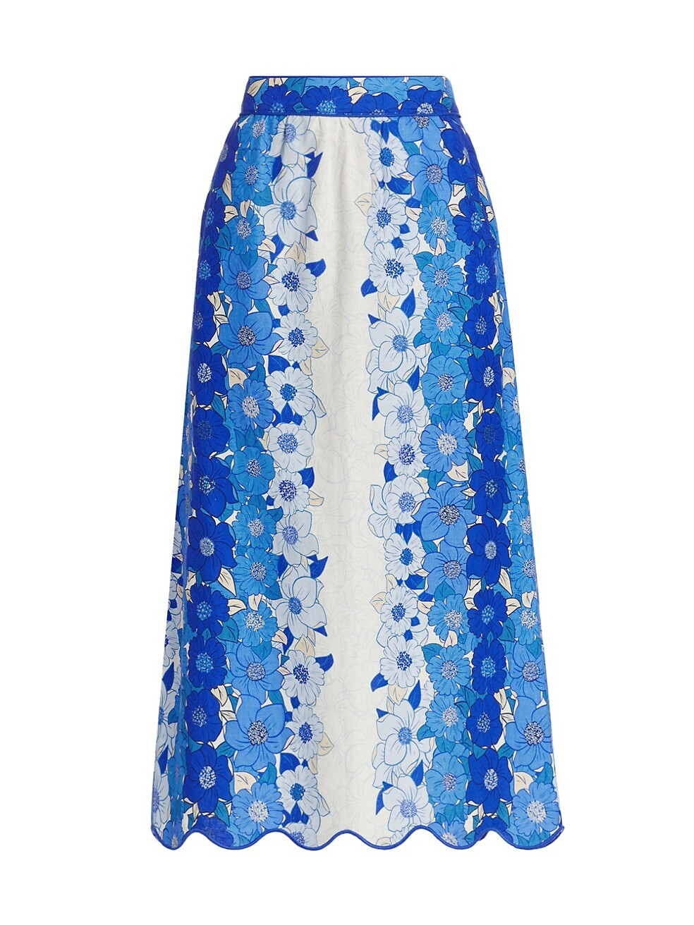 Flower Stripes Linen-Blend Midi-Skirt | Saks Fifth Avenue