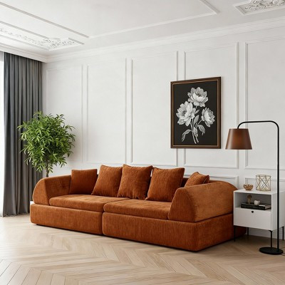 GDFStudio Lucky 104.33'' Modern Cloud Modular Boneless 4-Seater Sectional Sofa with 5 Pillows, Orange | Target