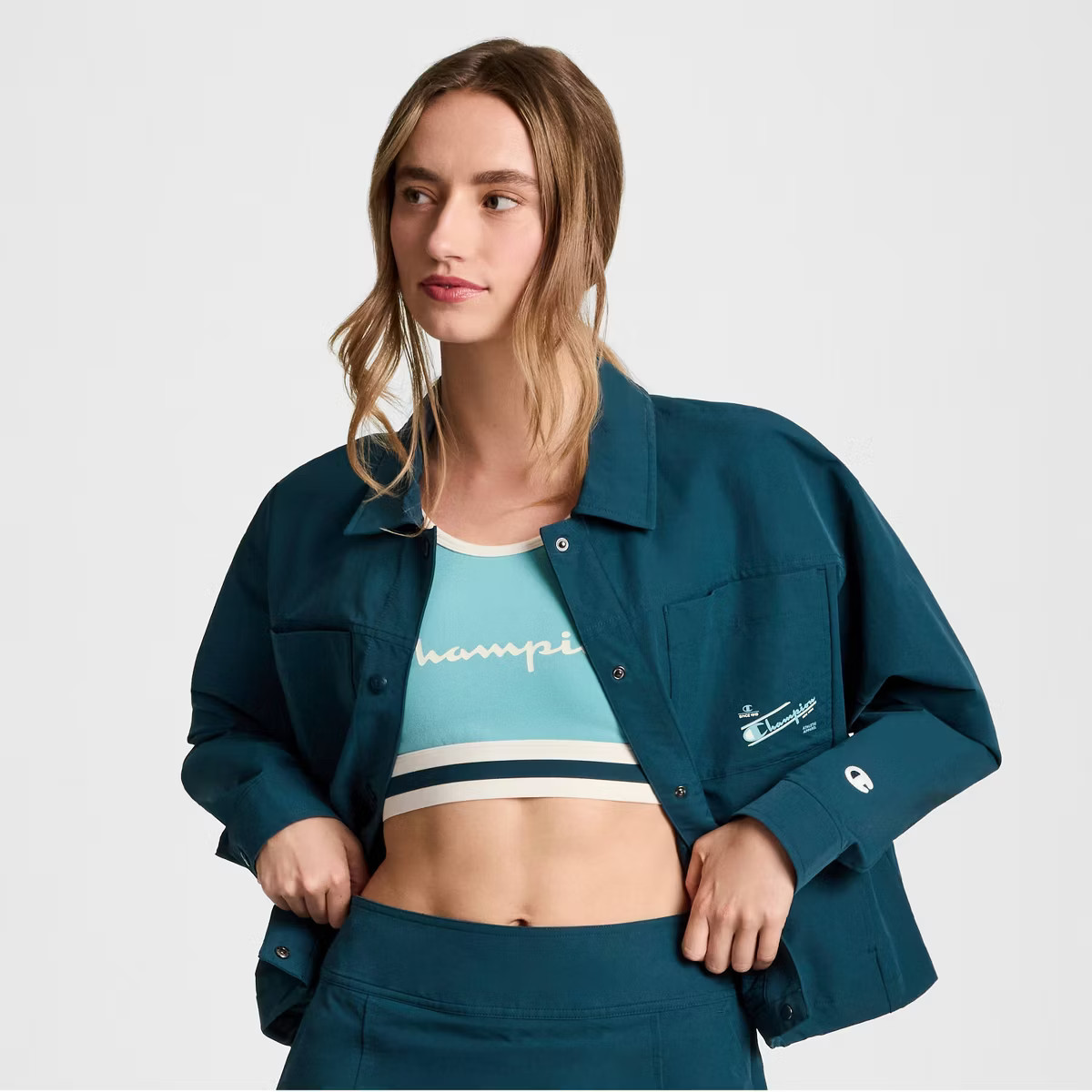 Champion Women's Snap Front Top - Teal Blue XL | Target