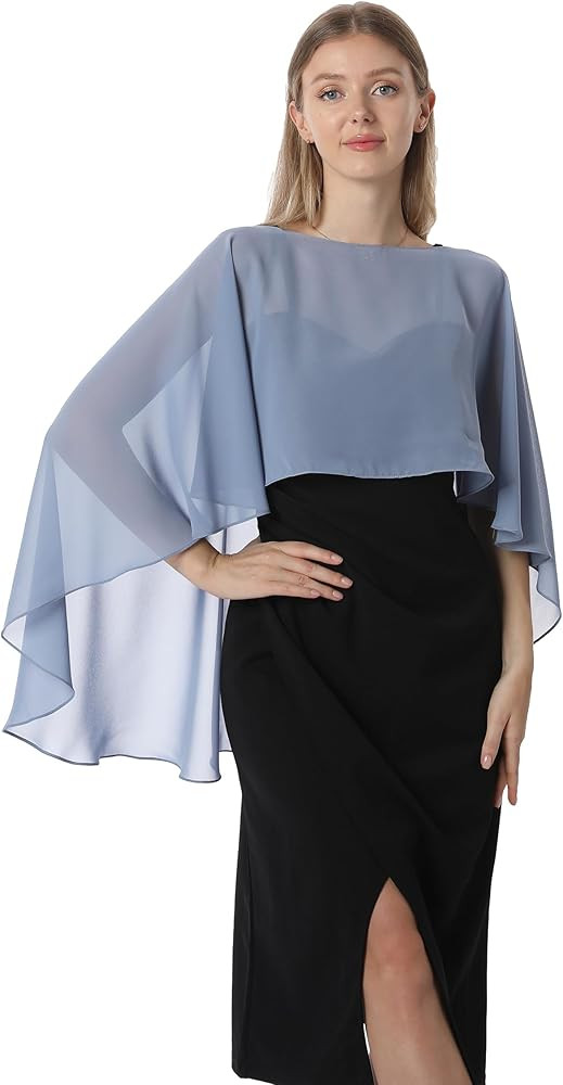 Capelets for women Chiffon Cape Shawls and Wraps for Evening Dress Wedding Capes Cover Up | Amazon (US)