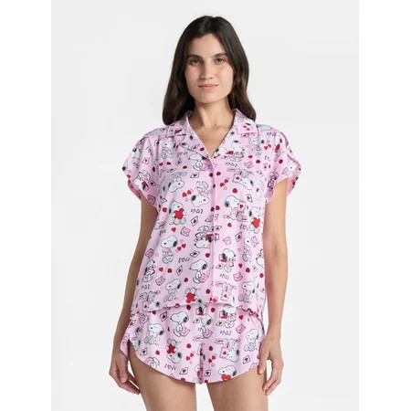 Peanuts Women s Valentine s Day Shorty Pajama Set 2-Piece Sizes XS-3X | Walmart (US)