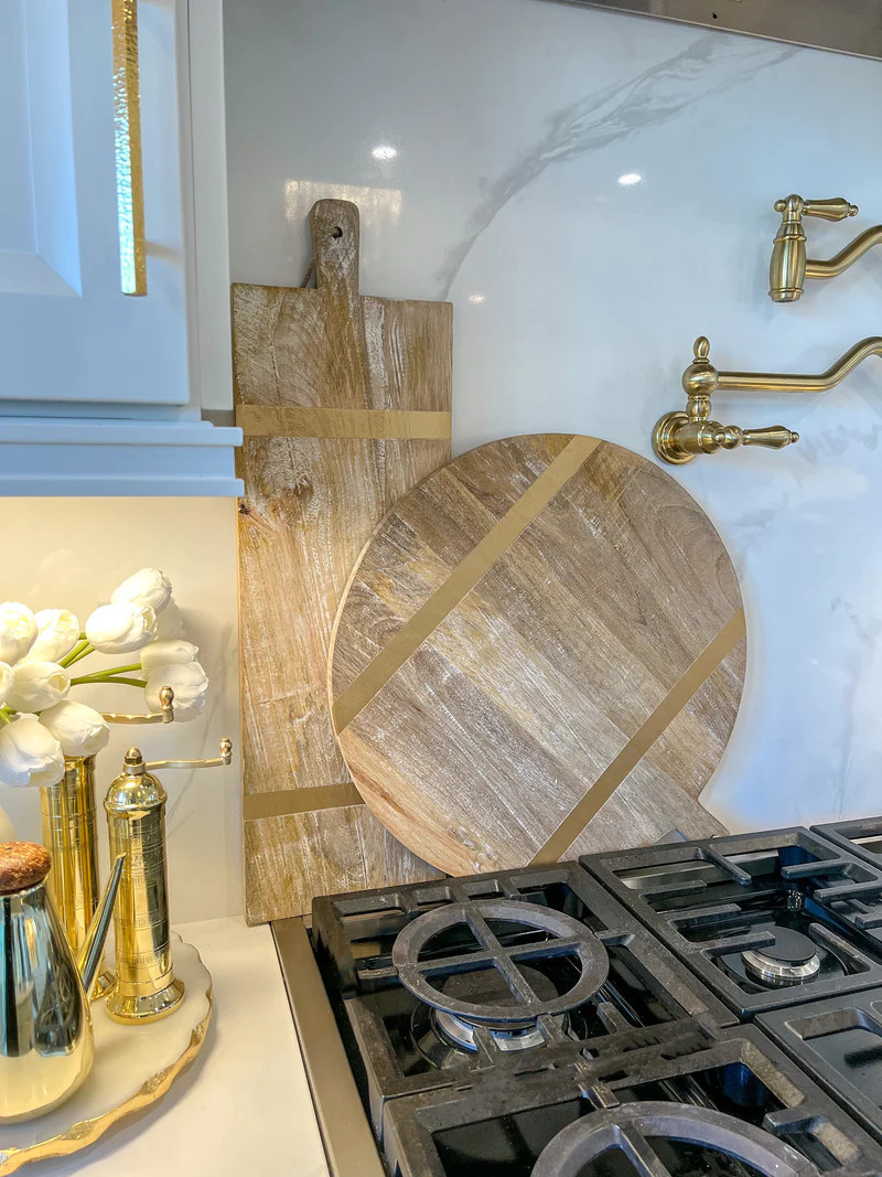 Metallic Gold Stripe Mango Wood Boards (2 Styles) | Inspire Me! Home Decor