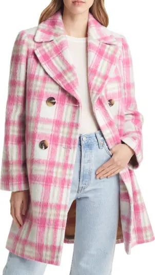 Brushed Plaid Double Breasted Coat | Nordstrom