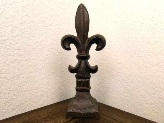 Large Cast Iron Fleur De Lis Finial for French Country Home Decor. Metal Bookend and Rustic Home ... | Etsy (US)