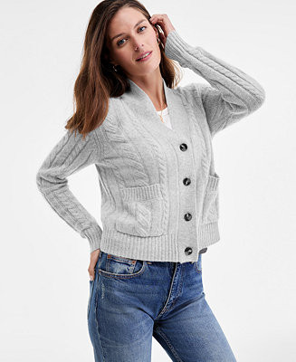 Charter Club Women's 100% Cashmere Cable-Knit Cropped Cardigan Sweater, PXS-XXL, Macy's Exclusive... | Macy's