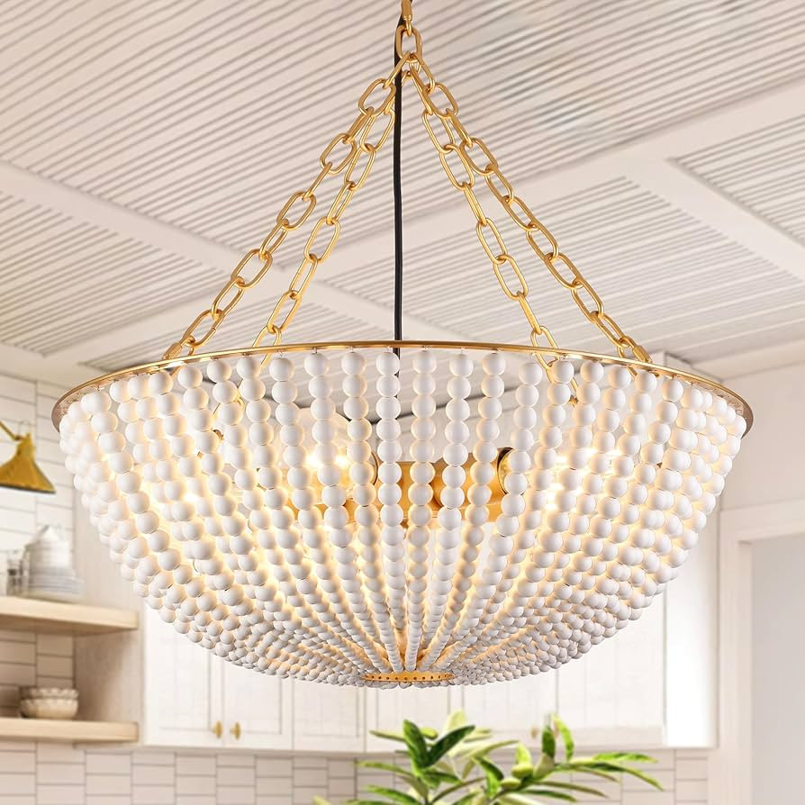 5-Light 20" Boho Wood Beaded Chandelier Boho Chandelier Bristol Wood Bead Chandeliers Beaded Ligh... | Amazon (US)