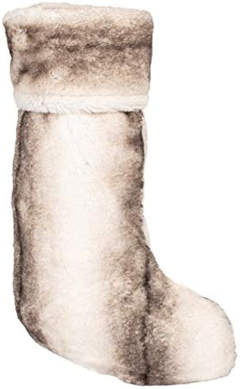 Luxe Fuzzy Grey 7 x 18 Inch Faux Fur Decorative Stocking | Amazon (US)