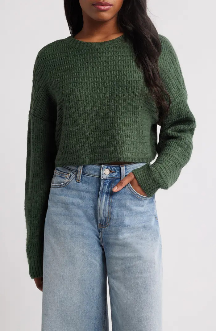 PacSun Polar Waffle Knit Crop Sweater | Nordstrom | Nordstrom