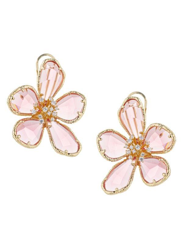 Georgia 18K Goldplated & Cubic Zirconia Flower Earrings | Saks Fifth Avenue OFF 5TH