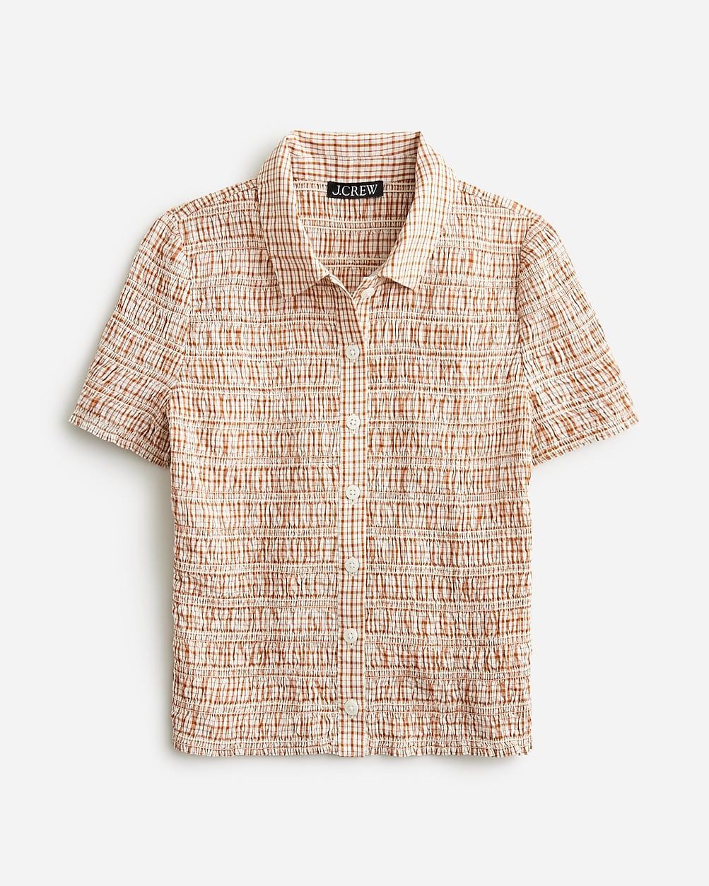 Smocked button-up shirt in gingham cotton voile | J.Crew US