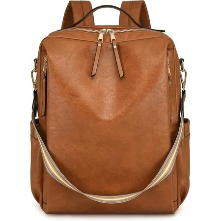 HONGLONG Laptop Backpack for Women Travel Backpack with 15.6 Inch Laptop Compartment, Multipurpose Design Convertible Large Backpack Purse Brown | Walmart (US)