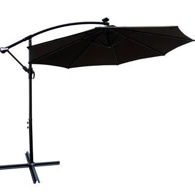 Outdoor Umbrella 10 Ft With Solar - 8 Ribs, Wind , Crank, Cross Base For Backyard, Deck, Pool Powered Patio Waterproof, Garden Deck | Wayfair North America