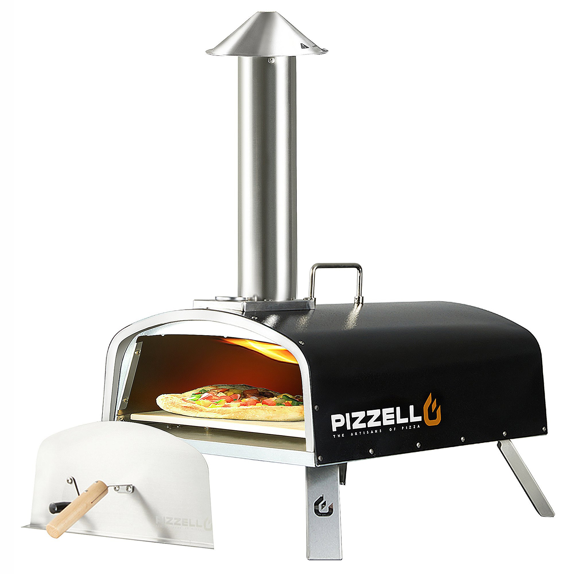 Pizzello 16" Outdoor Pizza Oven Wood Pellet Pizza Cooker Oven with Thermometer, Pizza Stone, Pizz... | Walmart (US)