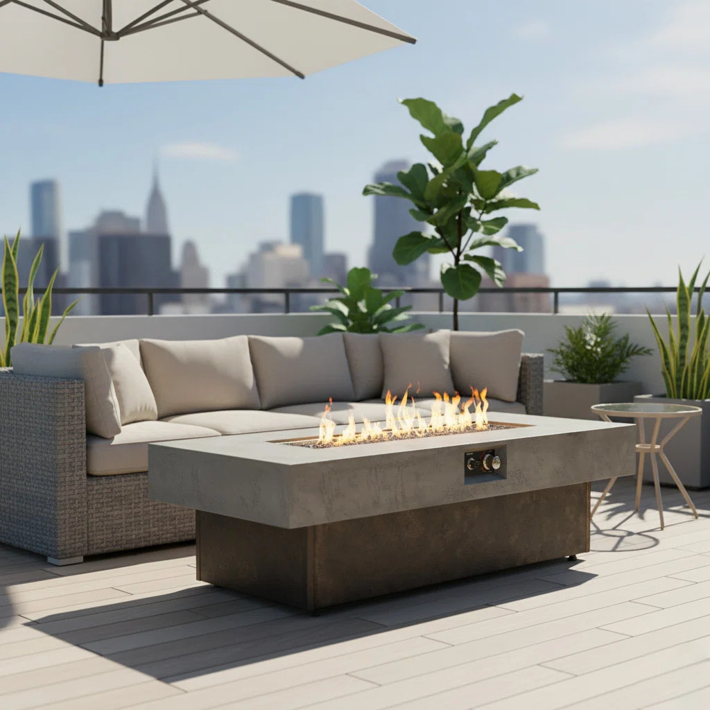 Outdoor Propane Fire Pit Table- 55x 23 inch, 50,000 BTU Gas Fire Pit, Suitable for Outdoor, Patio... | Wayfair North America