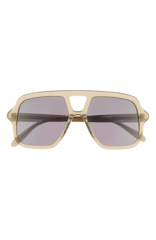 Loewe Slim Rectangular Sunglasses in Shiny Dark Green /Smoke at Nordstrom | Nordstrom
