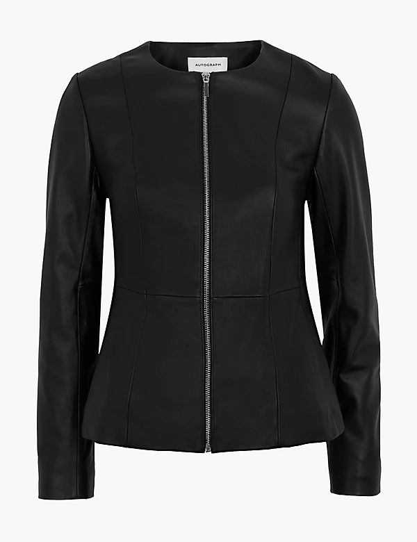 Leather Collarless Jacket | Marks and Spencer US
