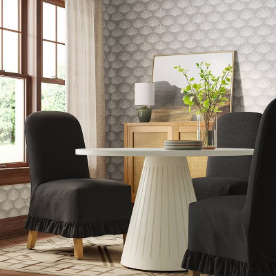 Ivy Ruffled Slipcover Dining Chair in Performance Textured Weave Caviar - Threshold™ | Target