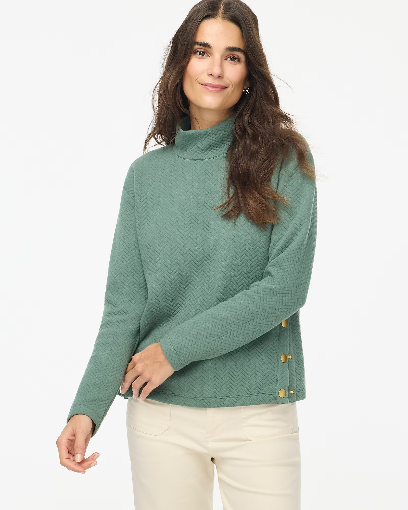 Herringbone mockneck sweatshirt | J.Crew Factory