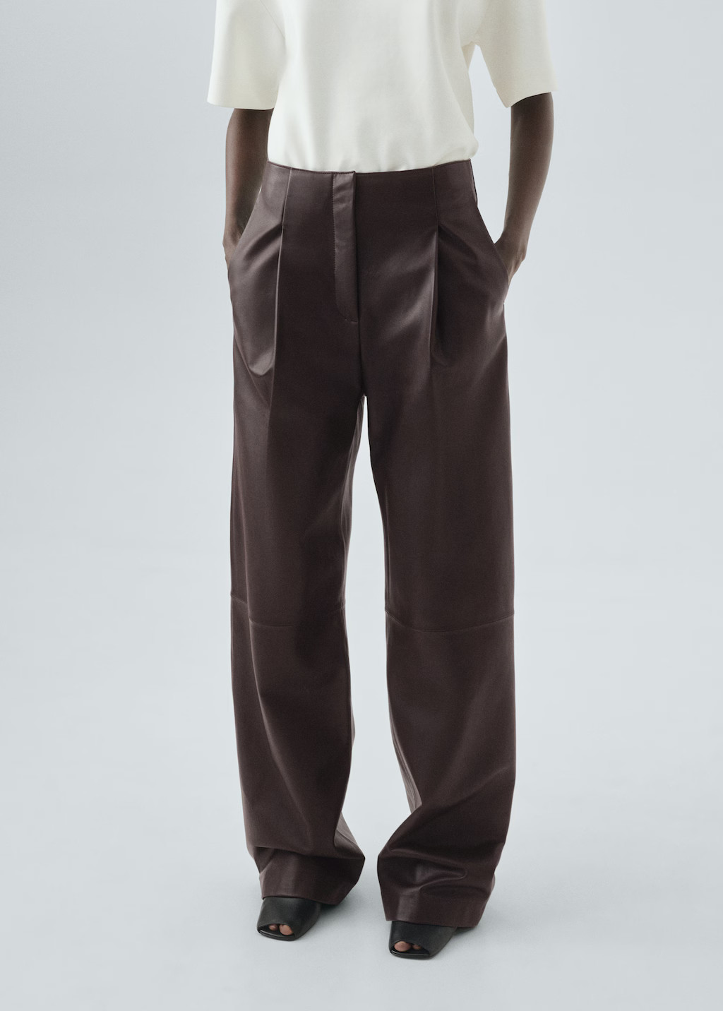 100% leather straight-leg trousers - Women | MANGO United Kingdom | MANGO (UK)