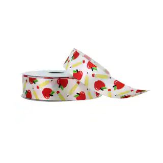 7/8" x 4yd. Apples & Pencils Satin Ribbon by B2C™ | Michaels | Michaels Stores