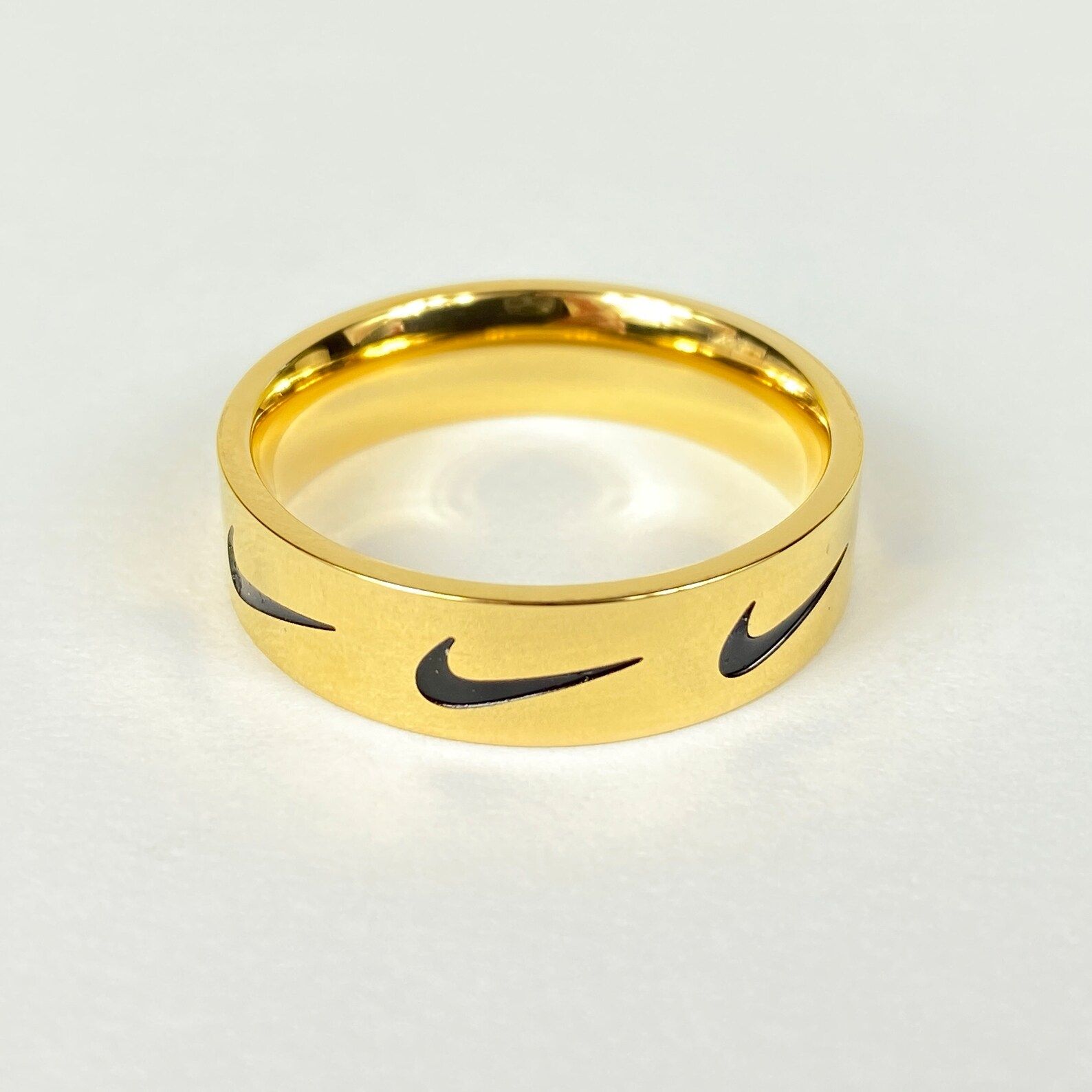 Gold Nike Repeat Swoosh Logo Band Ring  Birthday Xmas | Etsy | Etsy (US)
