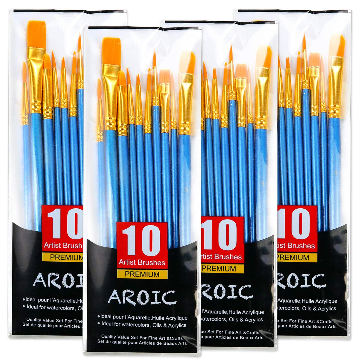 Acrylic Paint Brush Set, 4 Packs / 40 pcs Nylon Hair Brushes for All Purpose Oil Watercolor Paint... | Amazon (US)