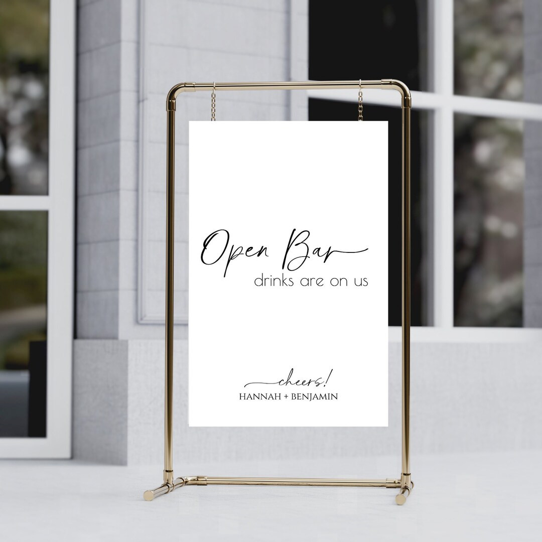 Wedding Open Bar Sign 5x7 and 8x10- Custom Wedding Sign-Modern Wedding sign- Editable Template- D... | Etsy (US)