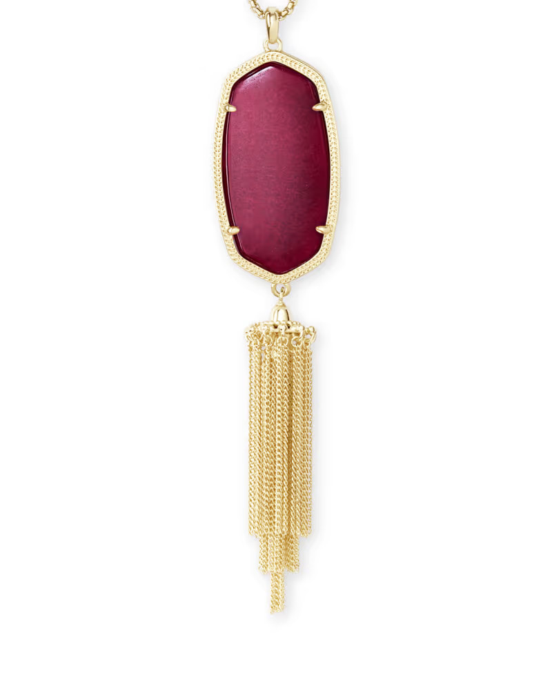Rayne Gold Long Pendant Necklace in Maroon Jade | Kendra Scott