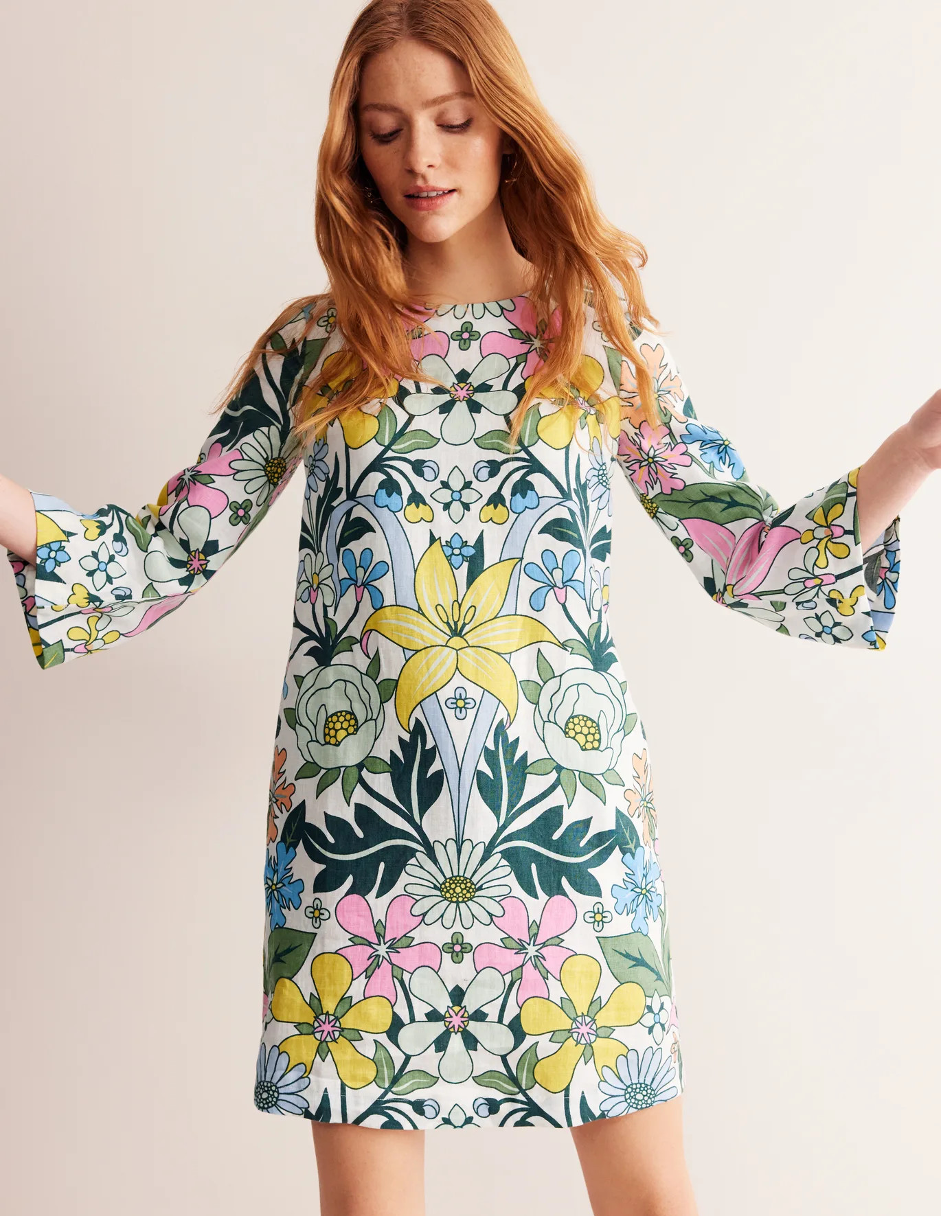 Flare Linen Short Dress | Boden (US)